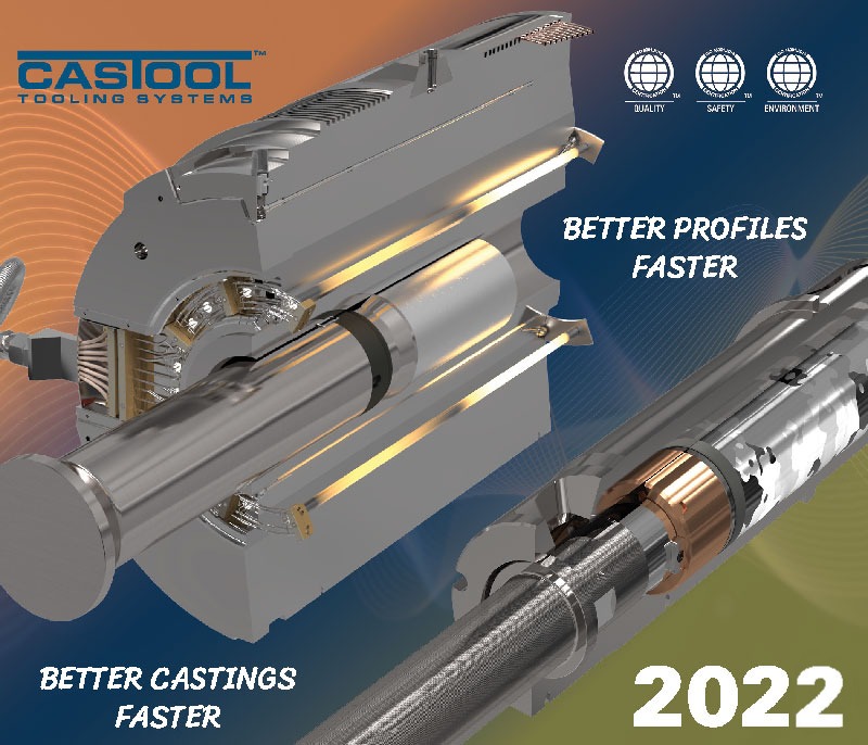 A 2022 poster for better casting faster, Better profiles faster with a rod in the centre.